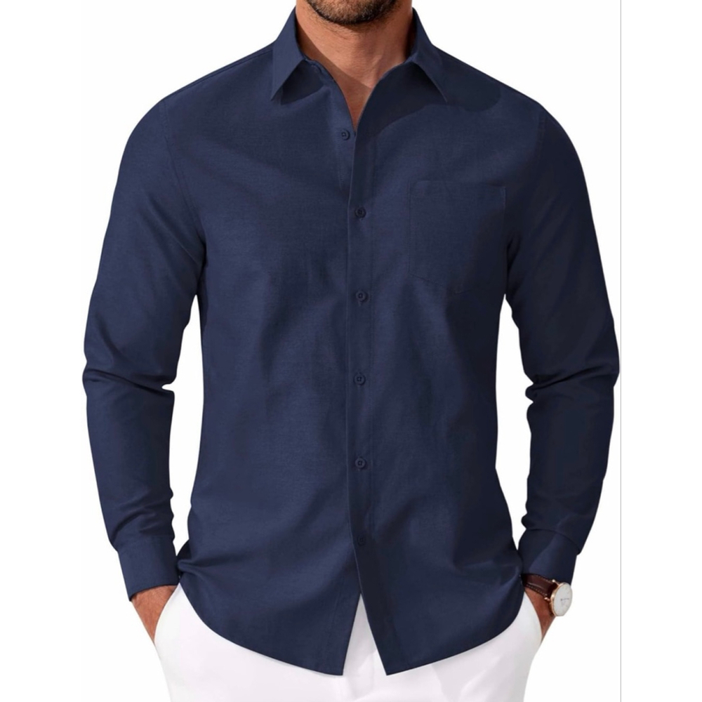 NEW MENS Navy Blue Casual Button Down Shirt S